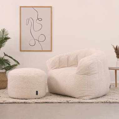 Lvory White Bean Bag Chair (27.56 in.H X 39.37 in. W X 39.37 in.D