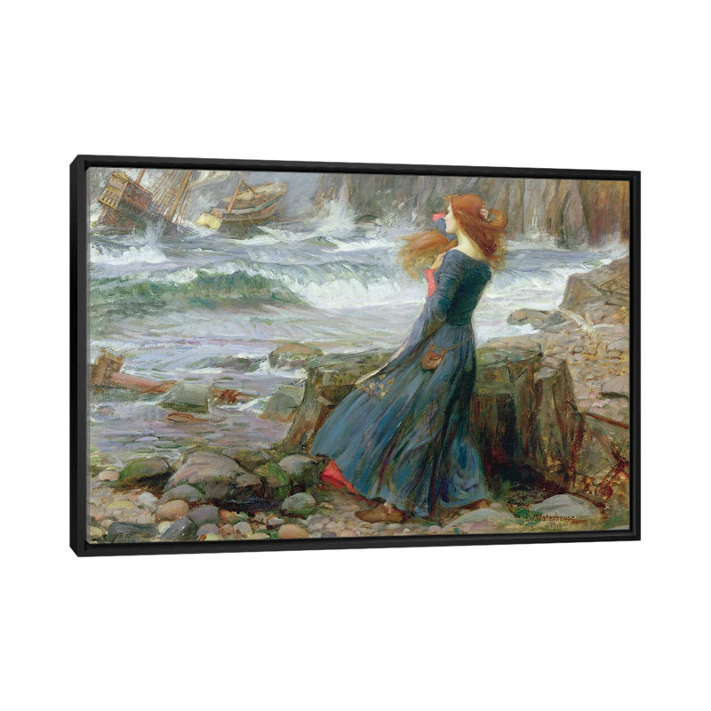 "miranda, 1916" par john william waterhouse, reproduction d’art sur toile, H 18 po x l 26 po x P 1,5 po, Non mat