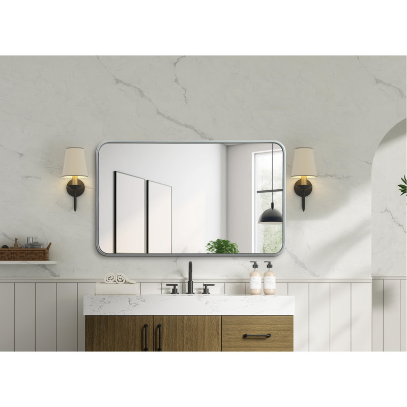 Erath Contour Metal Mirror, Silver, 36" x 22"