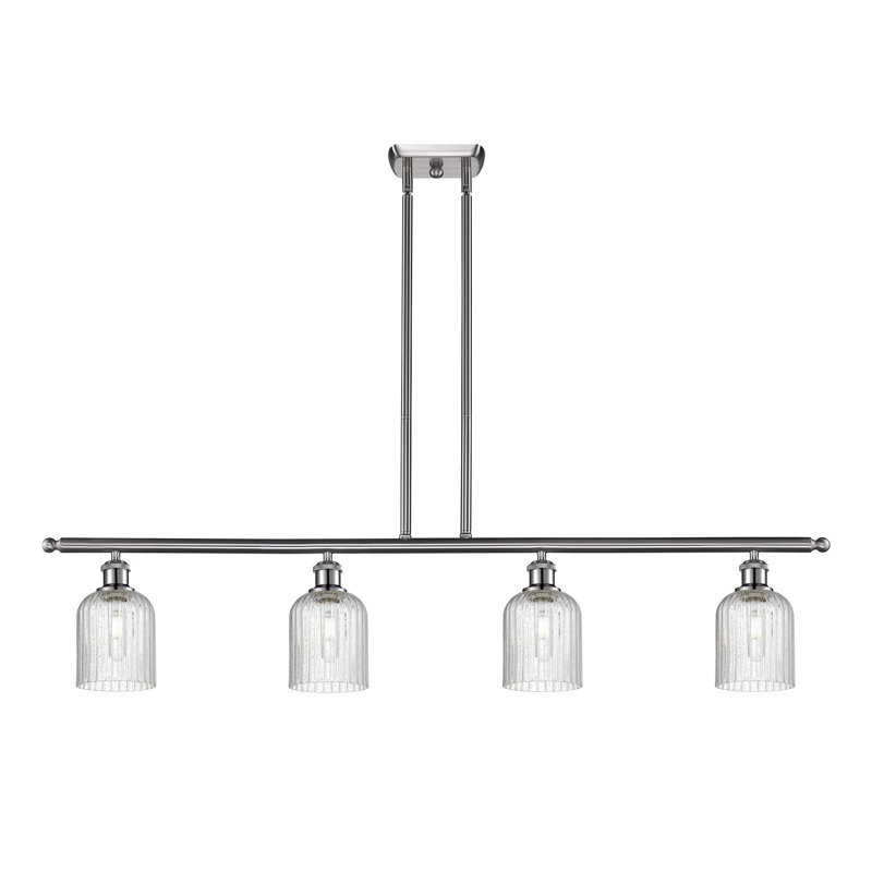 Luminaire suspendu pour îlot de cuisine 4 lumières Fiennes, Nickel satiné, Grainé