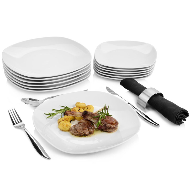 Aloma 12 Piece Porcelain China Dinnerware Set, Service for 6