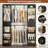  58"- 90" W Closet System with Wooden Drawers and Hanging Rods(Cut to Fit)-336452421