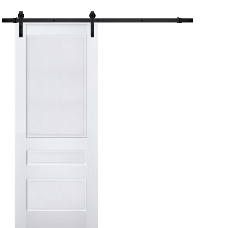 Porte de grange à panneaux en bois Veregio, 36 po x 96 po, Blanc