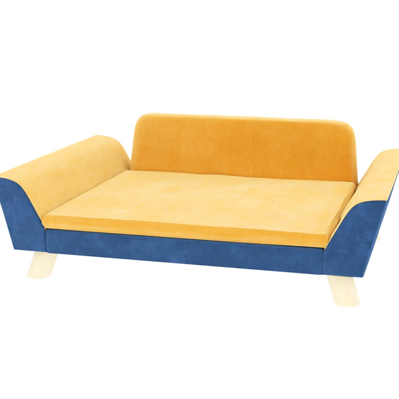 Lit pour chien orange avec coussin doux lavable, support de planche multicouche, élevé à froid, convient au coussin et à la housse pour petits chiens, conception, taille