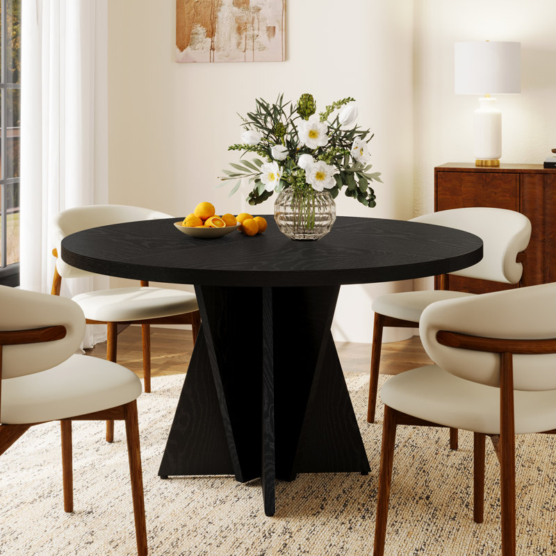 Table de salle à manger ronde 47,2 "pour 4 personnes, table de salle à manger à piédestal, Noir