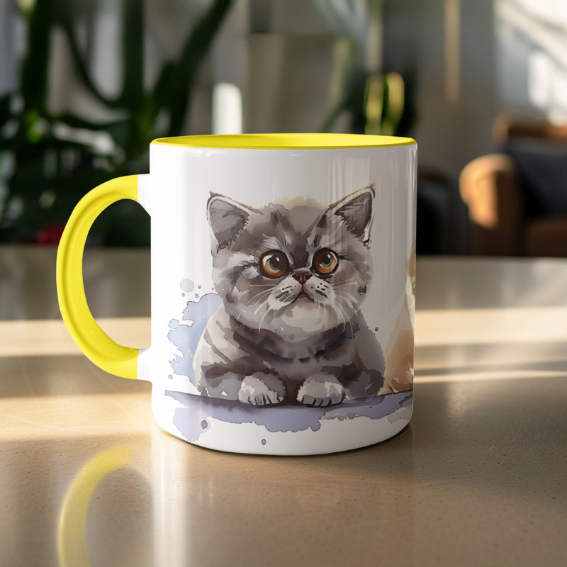 Ceramic Coffee Mug, 3, Yellow