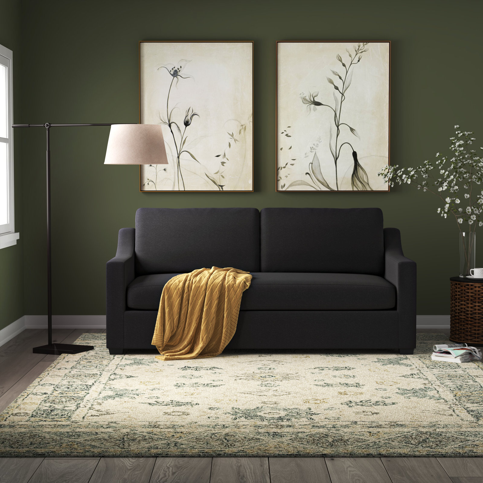 Cranbrook 88'' Upholstered Sofa, Davis Ink Performance Bouclé