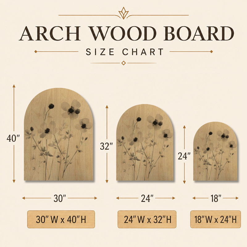Letcher II - Décoration murale cintrée en bois beige à fleurs sauvages, H 32 po x l 24 po, Arche