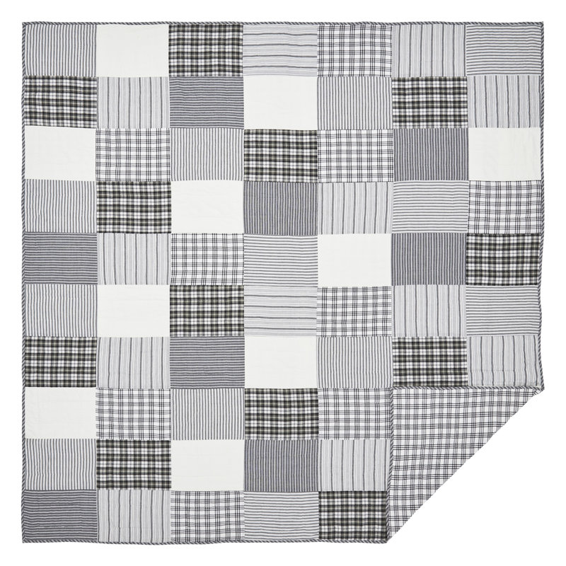 Sawyer Mill Black and White Cotton Patchwork Queen Quilt