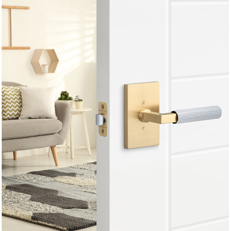 Levanto Passage Rosette, Straight Knurled Grip, Matte Black/Satin Nickel