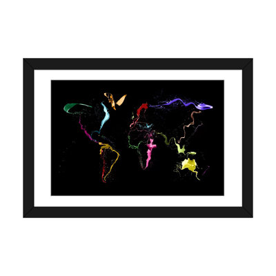 Karlskrona «World Map (Abstract Paint) II» par Michael Thompsett - Toile tendue, estampe numérique sur toile tendue