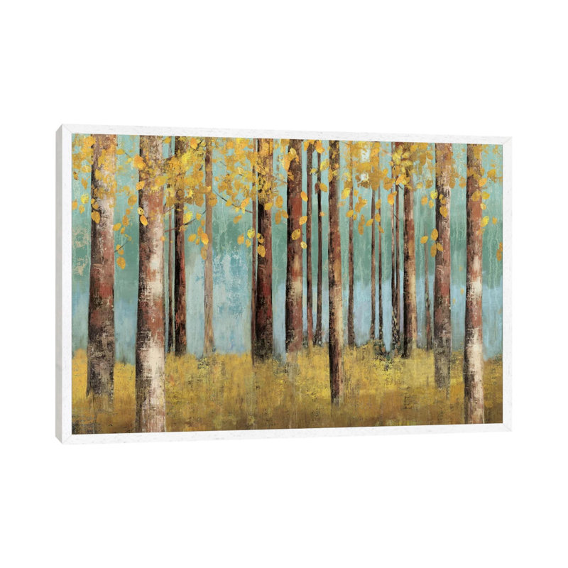 Teal Birch by Allison Pearce - Painting on Canvas, White Framed Canvas, 66.04 cm H x 45.72 cm W