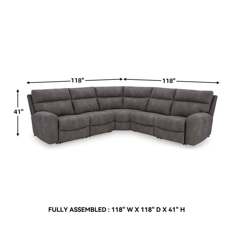 Canapé modulaire inclinable électrique 5 pièces Durapella, Similicuir gris