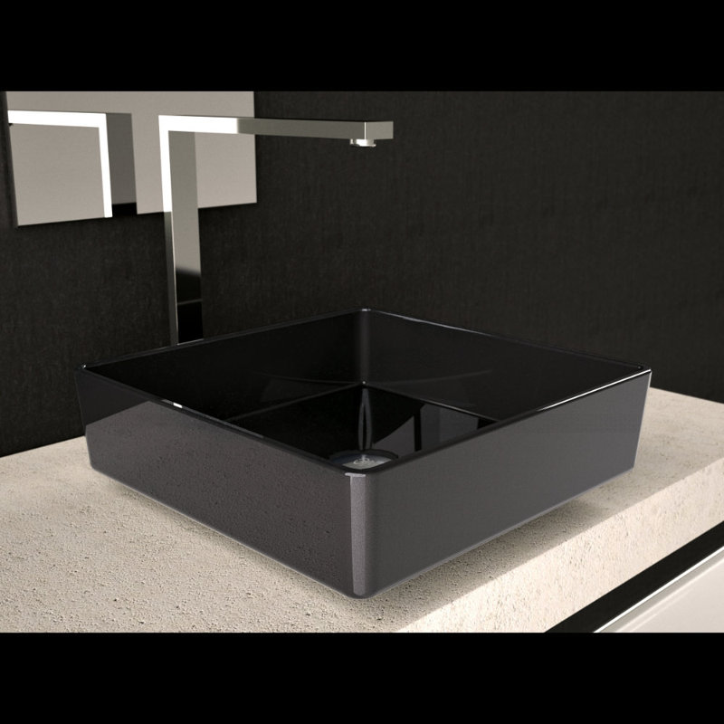 Maestro Bath 15.7'' Acrylic Square Bathroom Sink, Black