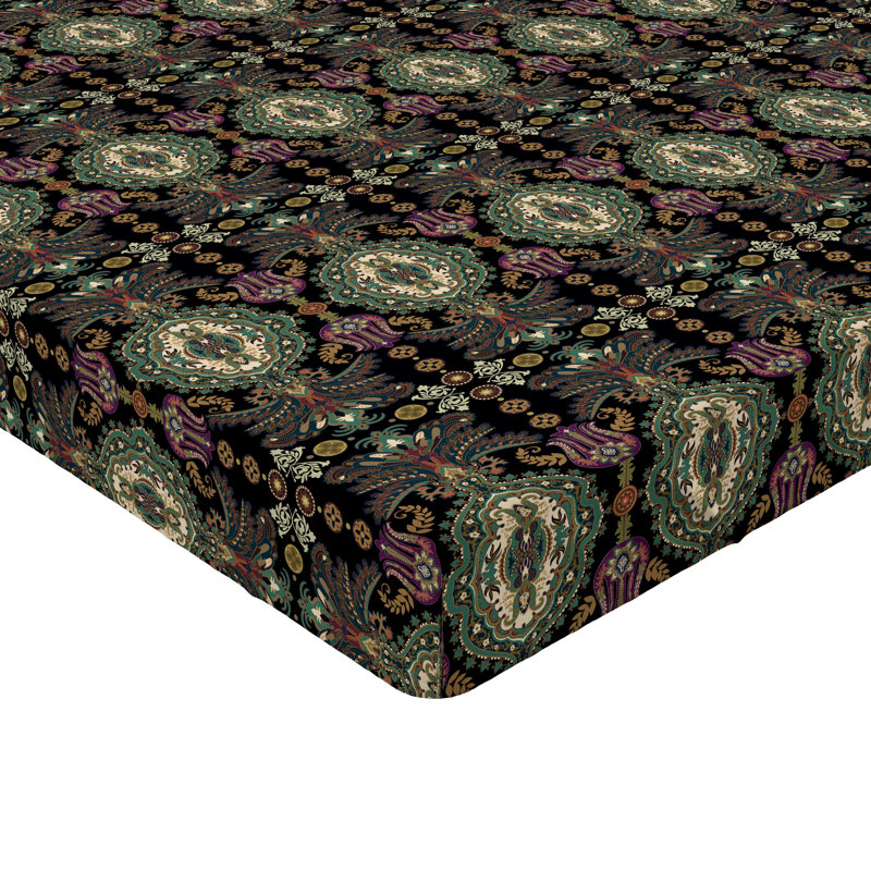 Drap-housse Ambesonne, Gris anthracite, multicolore / damas, Drap-housse de taille très grand
