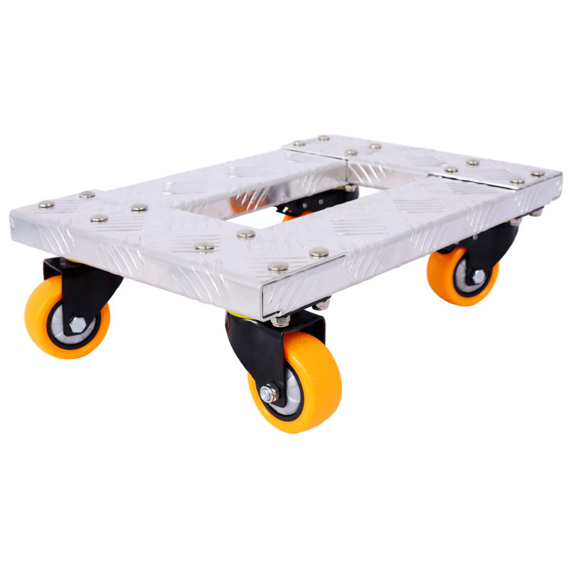 Nom du produit *: Chariot de service en aluminium 18 po x 12 po FOREOCELIV avec roulettes verrouillables en TPU de 3 po, capacité de 800 lb - Argent