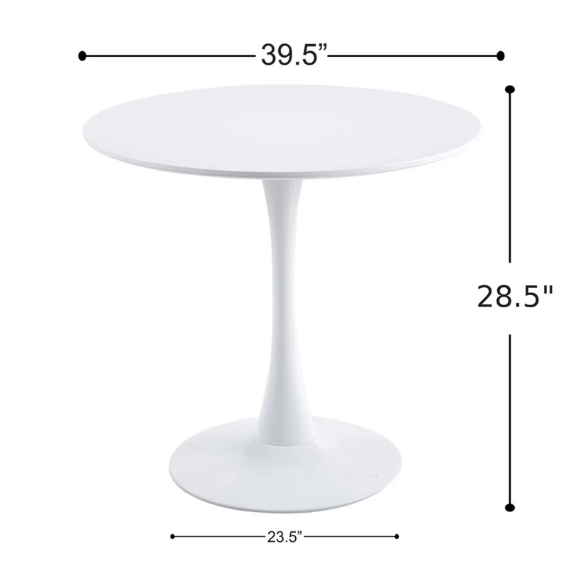 Table de salle à manger / table basse moderne Shrivastava Mid Century, Blanc, H 30 po x L 40 po x l 40 po