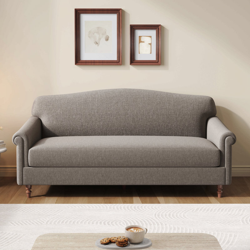 Causeuse 2 places avec accoudoirs roulés Modern, Chenille brun
