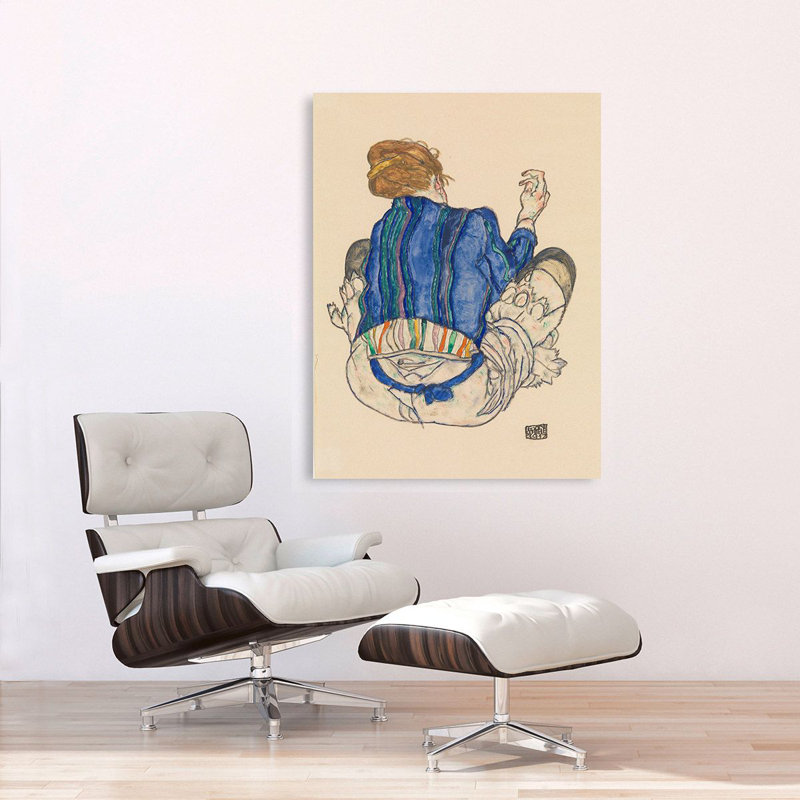 Seated Woman, Back View by Egon Schiele - Wrapped Canvas Print, 70cm H x 50cm W x 4cm D