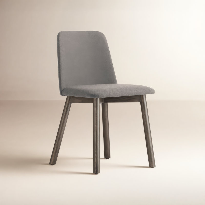 Chip Upholstered Dining Chair, Slate Genuine Leather, Smoke