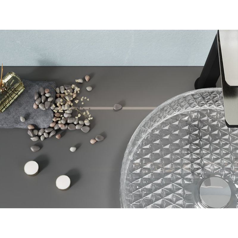 Lavabo de salle de bain vasque circulaire en verre transparent ANZZI 15,8 po