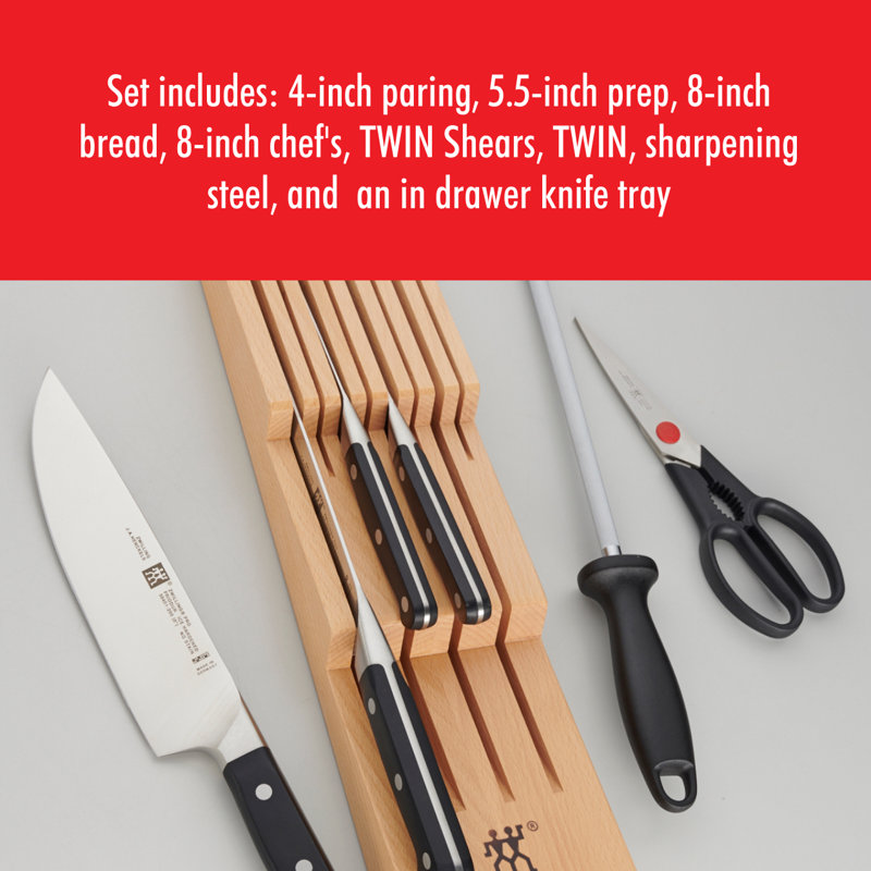 Zwilling Pro 7-piece Knife Block Set with In-Drawer Knife Tray