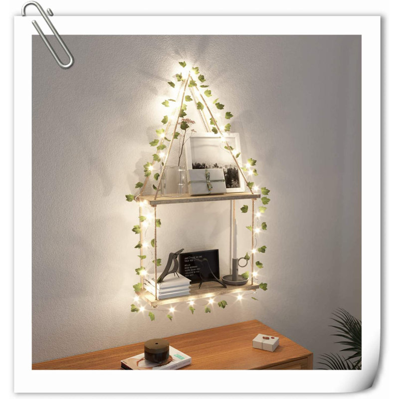 Halima 2 Piece Wood Bracket Shelf, Natural