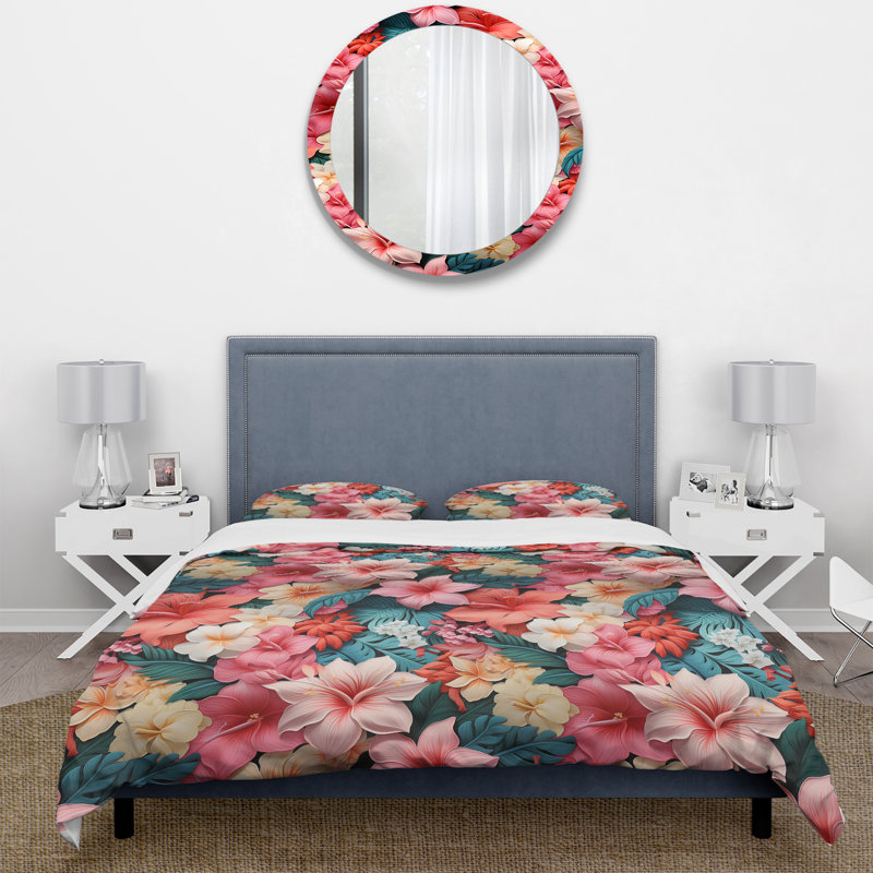 Tropicana Whimsy Tropical Pattern I Duvet Cover, Queen Duvet Cover + 2 Standard Shams