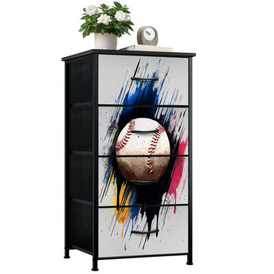 Commode pour chambre à coucher avec 4 tiroirs de rangement Graffiti Baseball Man