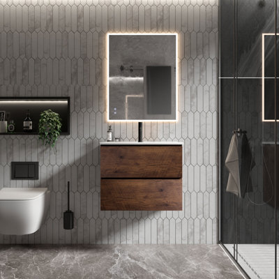 Kersha 24 Inch Single Bathroom Vanity with Ceramic Top with Overflow, Pre-Assembled