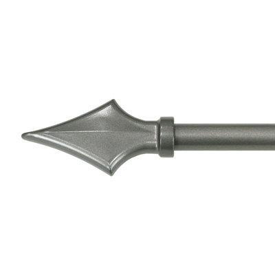 5/8" Drapery Single Curtain Rod Set with Decorative Arrow finials_Pewter