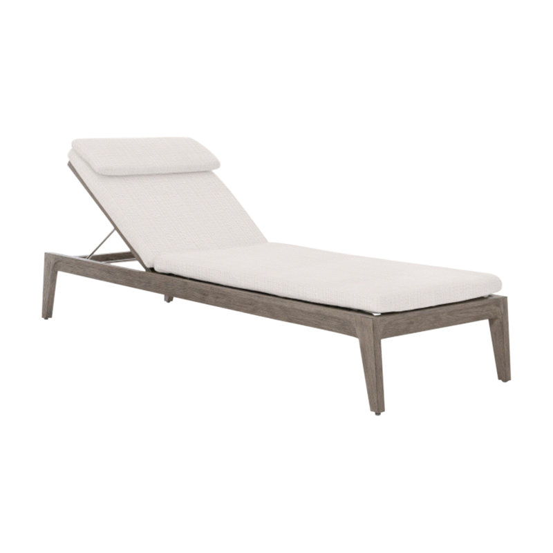 Ibiza 83.9" Long Teak Single Chaise with Cushions, White Sunbrella 6063-000