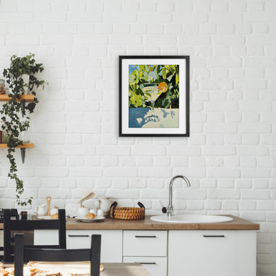 Summer Cocktail with Orange Framed Print Under Glass, design by Riley B