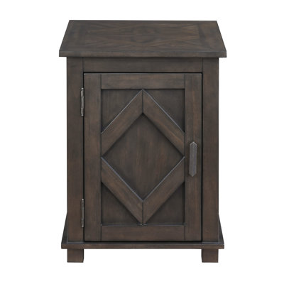 Traditional Rustic Chairside Table With Adjustable Storage Shelf Durable Wood Living Room Furniture 1Pc