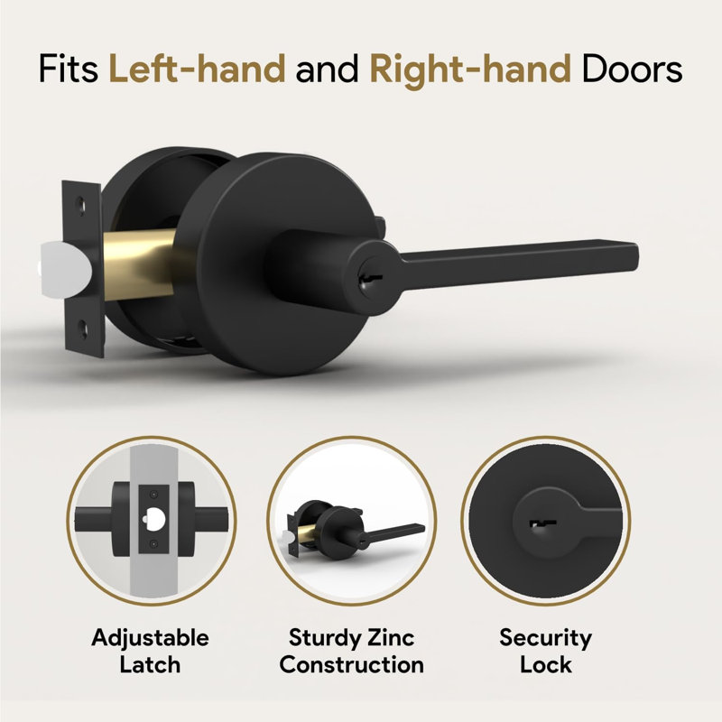 Poignée de porte intérieure réversible Mega Handles RALPH pour chambres à coucher, salles de bain, couloirs | Serrures de porte modernes en acier inoxydable avec rosette ronde