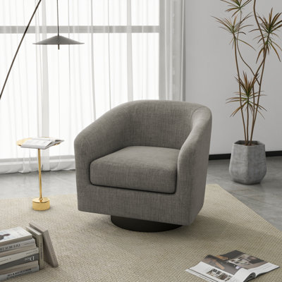 Bennett 73.1 Cm Wide Cotton Swivel Barrel Chair