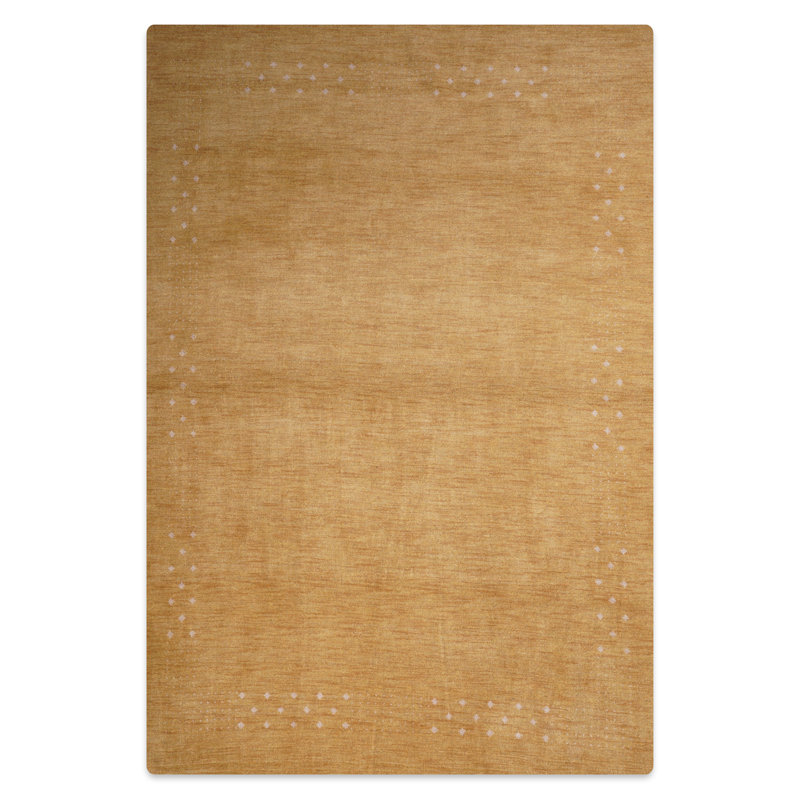 Anley Hand Knotted Loom Wool Eco-Friendly Area Rugs - Rectangle, Gold Color, Contemporary Modern Design, High Pile Thick Handmade Anti Skid Area Rugs for Living Room, Bed Room