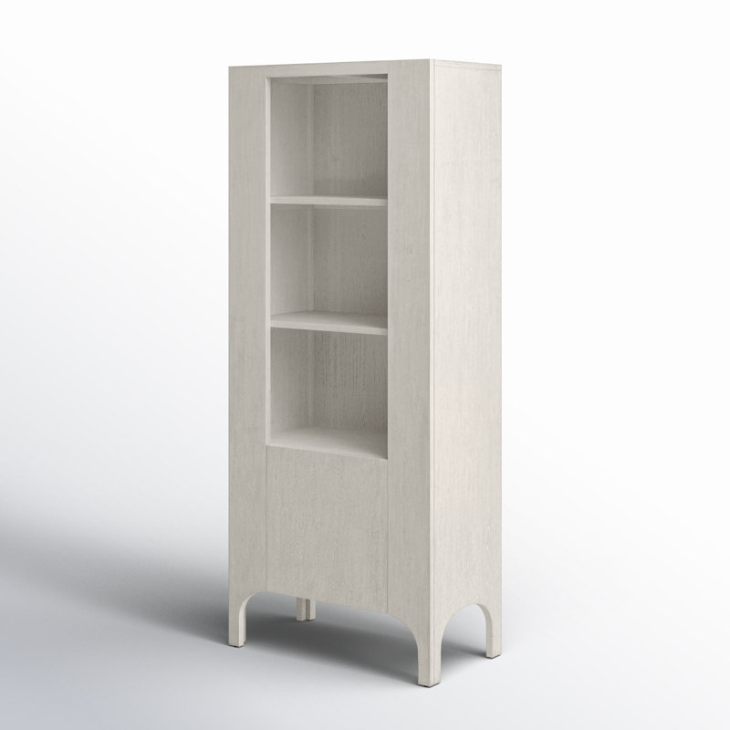 Maiya Light Gray Rubberwood Vertical Bookcase with Door