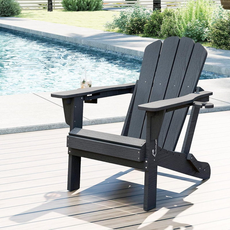 Chaises Adirondack ajustables, pliables en PEHD gris, inclinaison à 3 positions, Gris