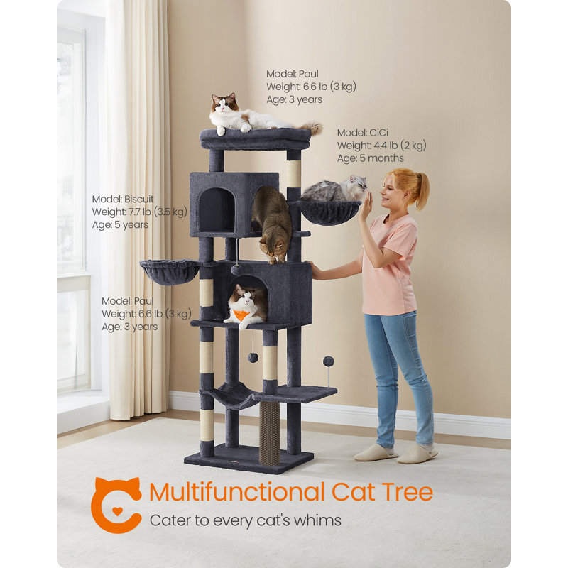 175cm H Cat Tree, Dark Grey