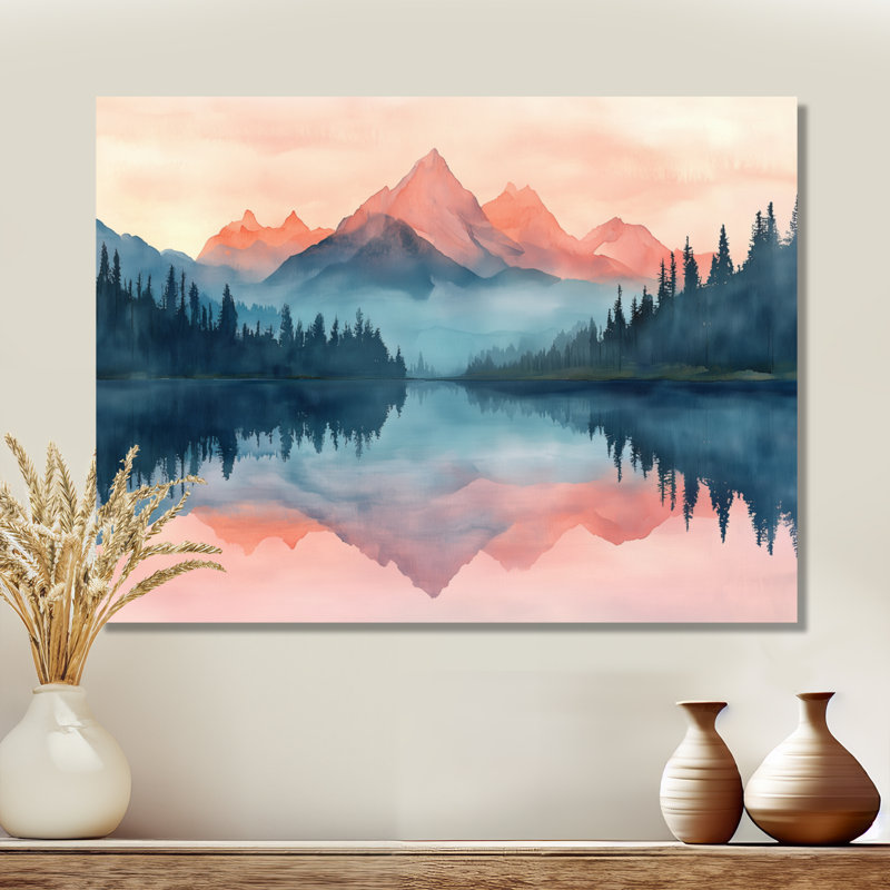 «Alpine Lake at First Light - Blue Nature Landscape», reproduction d'art en métal, L 32 po x H 16 po