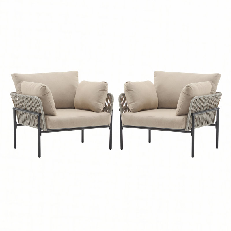 Caniah Faux Rattan Accent Chairs, Gray