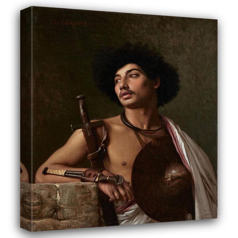 "A Bischari Warrior" par Jean-Léon Gérôme - Toile tendue avec châssis, H 40 po x l 28 po