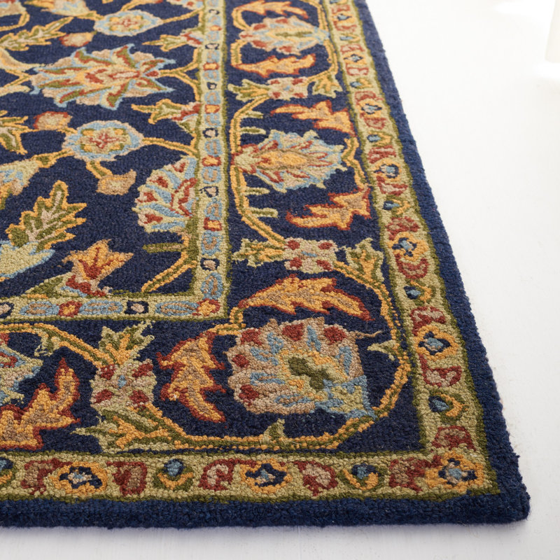 Ferrera Oriental Handmade Tufted Wool Navy Area Rug, Rectangle 8' x 10'