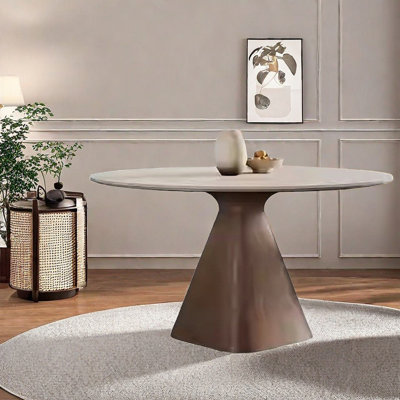 Modern Round Dining Table with Rock Board Top