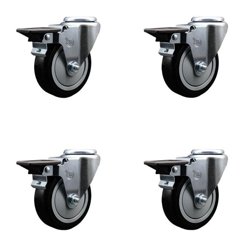 Roulettes pivotantes en poly avec freins Posi Lock, Noir