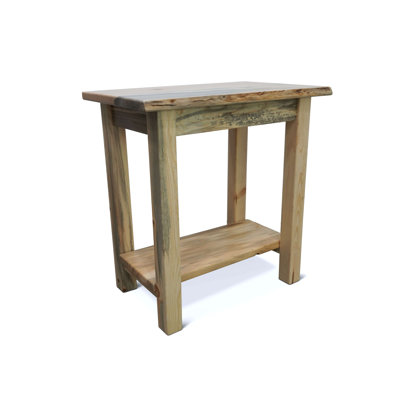 Apgar Collection Live Edge Narrow End Table with Shelf - Natural Clear Lacquer