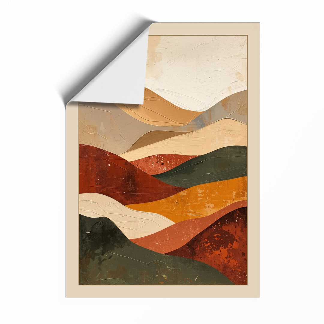 Mountains in Earth Tones Minimalist - Framed Print