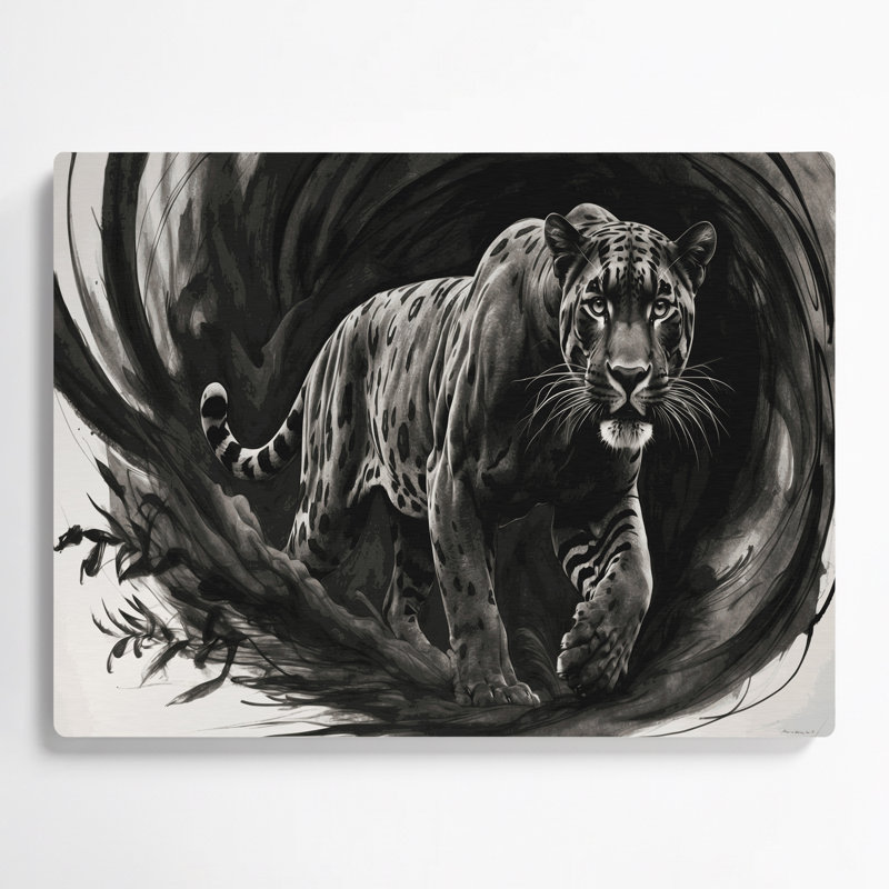 «Big Cats», art mural gris en métal noir Jaguar, H 16 po x l 20 po
