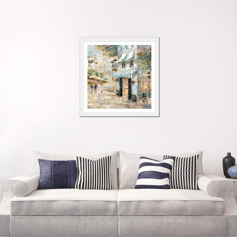 «Rooftop Café Détail II» par Ruane Manning - reproduction d'art, H 24 po x l 24 po x p 1 po, Papier encadré blanc, Blanc